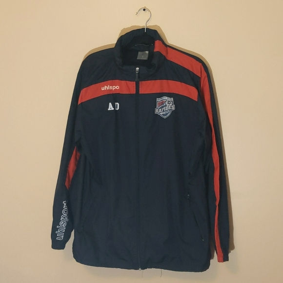 Uhlsport|Rapides Windbreaker Jacket Zippered, Zip Pockets Hidden Hood In Collar - Picture 1 of 12